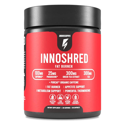 Inno Shred - Day Time Fat Burner | 100mg Capsimax, Grains of Paradise, Organic Caffeine, Green Tea Extract, Appetite Suppressant, Weight Loss Support (60 Veggie Capsules) | (with Stimulant)