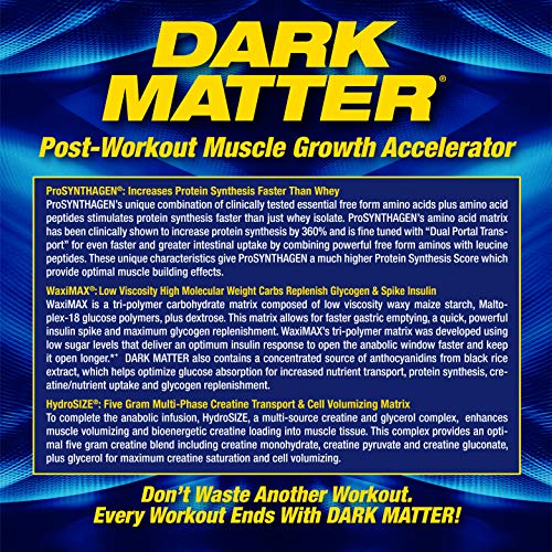 MHP Dark Matter Post Workout, Recovery Accelerator, w/Multi Phase Creatine, Waxy Maize Carbohydrate, 6g EAAs, Fruit Punch, 20 Servings, 55 Oz