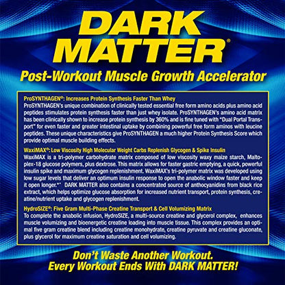 MHP Dark Matter Post Workout, Recovery Accelerator, w/Multi Phase Creatine, Waxy Maize Carbohydrate, 6g EAAs, Fruit Punch, 20 Servings, 55 Oz