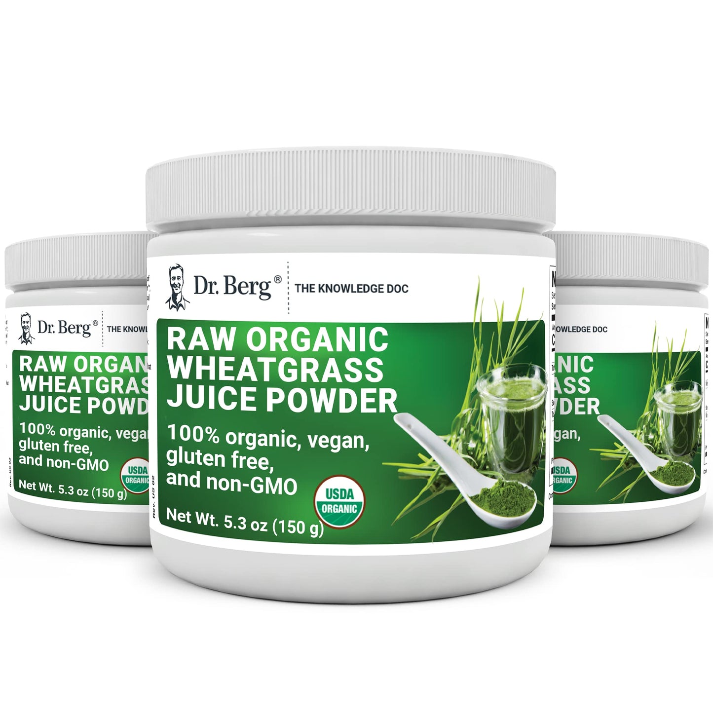 Dr. Berg's Wheatgrass Superfood Powder - Raw Juice Organic Ultra-Concentrated Rich in Vitamins & Nutrients - Chlorophyll & Trace Minerals - 60 Servings - Gluten-Free Non-GMO - 5.3 oz (3 Pack)