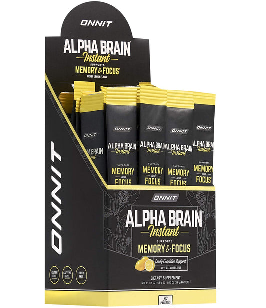 ONNIT Alpha Brain Instant - Meyer Lemon Flavor - Nootropic Brain Booster Memory Supplement - for Focus, Energy & Clarity - Alpha GPC Choline, Cats Claw, L-Theanine, Bacopa - 30ct