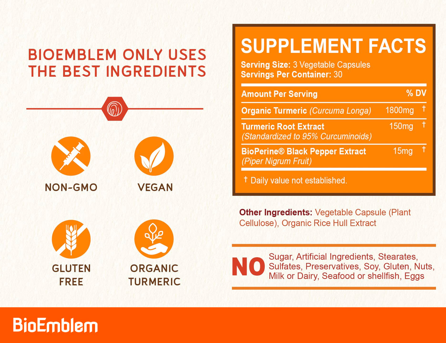 BioEmblem Triple Magnesium Complex and BioEmblem Turmeric Curcumin Supplement with BioPerine