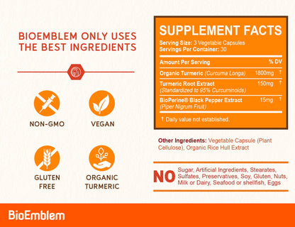 BioEmblem Triple Magnesium Complex and BioEmblem Turmeric Curcumin Supplement with BioPerine