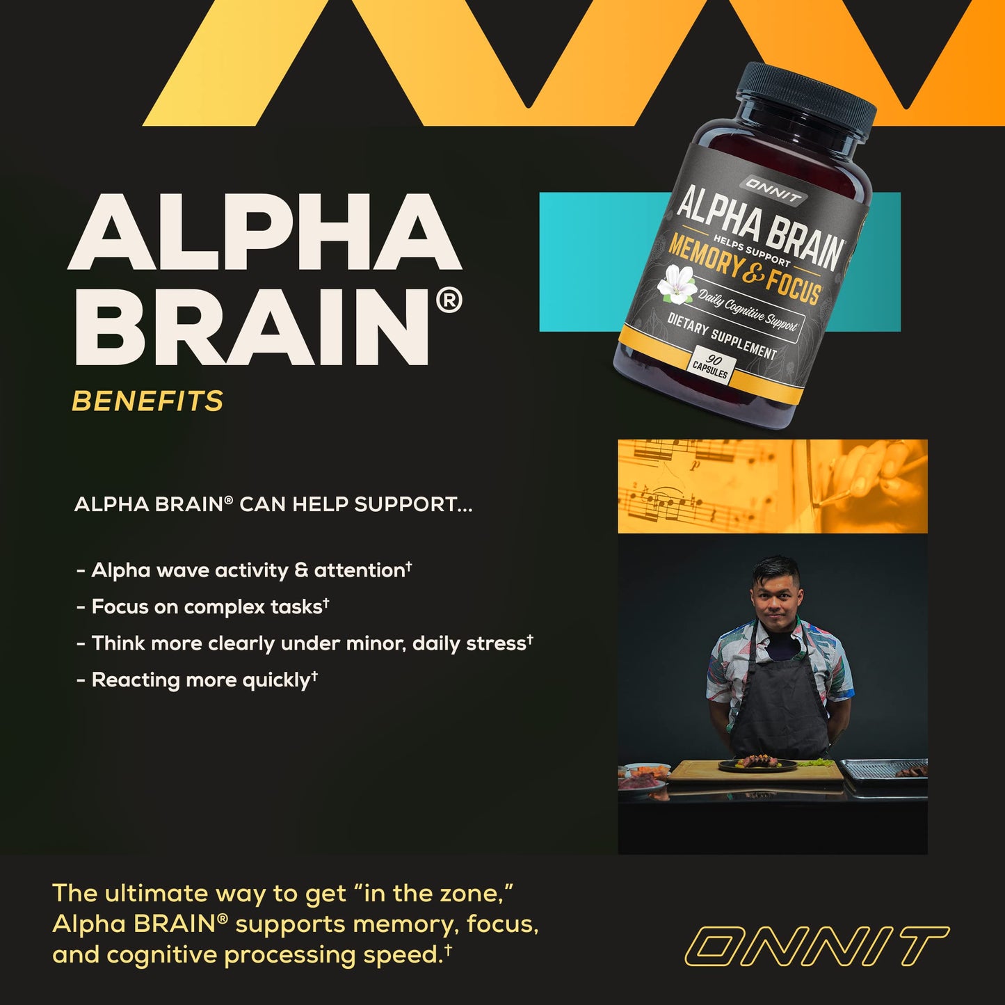 ONNIT Alpha Brain 90ct + New Mood 60ct Nootropic Stack