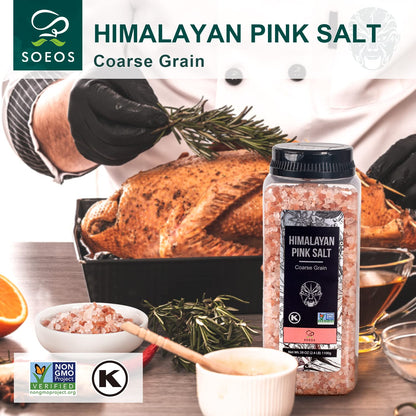 Soeos Himalayan Salt, Coarse Grain, 39Oz (2.4 Pound), Non-GMO Himalayan Pink Salt, Kosher Salt, Sea Salt for Grinder Refill