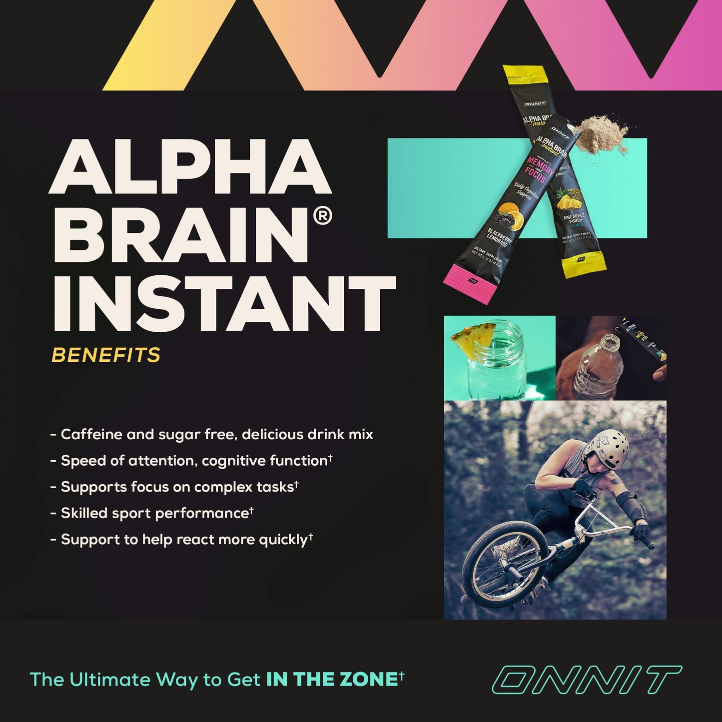 ONNIT Alpha Brain Instant - Pineapple Punch Flavor - Nootropic Brain Booster Memory Supplement - Brain Support for Focus, Energy & Clarity - Alpha GPC Choline, Cats Claw, L-Theanine, Bacopa - 30ct