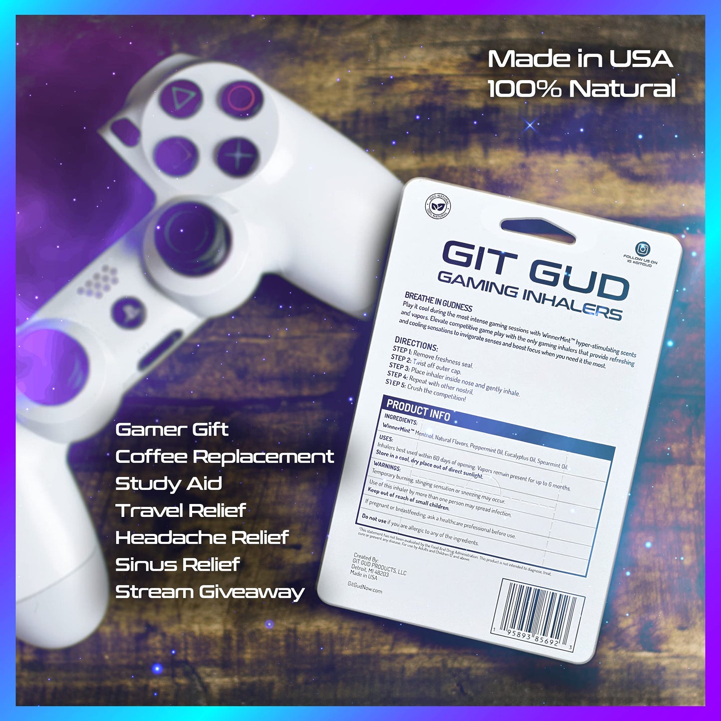 GIT GUD® Gaming Sticks | Energy + Focus Amplifier for Esports Athlete Gamer | Stimulating Aromatherapy Scent | Portable Performance Nasal Disposable | Ultimate Variety No. 2 (4 Pack)