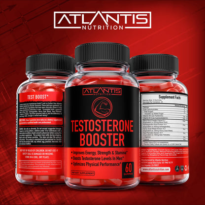 Atlantis Nutrition Testosterone Booster 2-Pack (120 Gummies) + Sugar Free Keto Apple Cider Vinegar 60 Gummies