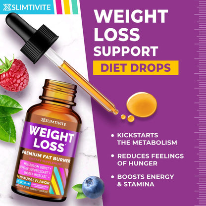 Slimtivite Weight Loss Drops - Diet Drops for Fat Loss - Effective Appetite Suppressant & Metabolism Booster - Safe & Proven Ingredients - Non-GMO Fat Burner