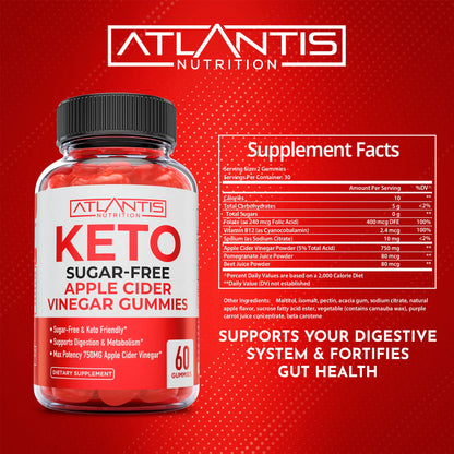 Atlantis Nutrition Testosterone Booster 2-Pack (120 Gummies) + Sugar Free Keto Apple Cider Vinegar 60 Gummies