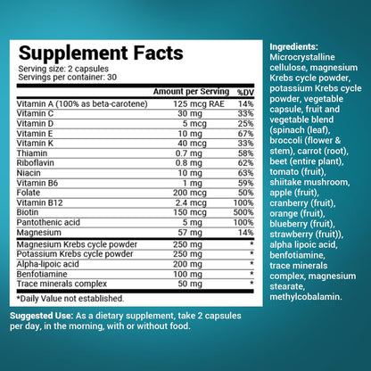 Dr. Berg Nutritionals Keto Energy - Enhanced Mitochondrial Support, Nutritional Energy Supplement with Vitamins & Minerals, Alpha Lipoic Acid, Food-Based Ingredients - Keto Diet Perfect - 60 Capsules